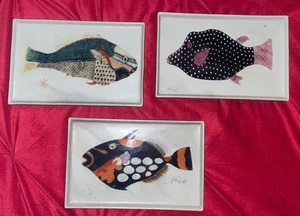 3 Porzellan Fabienne Jouvin Paris Tropical Fisch Tablett Servierplatte handbemalt - Bild 1 von 6