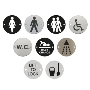 Satin or Matt Black Stainless Steel Graphic Door Signs, 76mm x 1.5mm (9 Symbols) - Picture 1 of 17