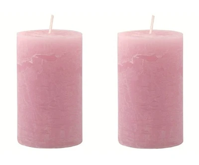 Dänische Stumpenkerzen Rosa Rustic durchgefärbt Kerzen Rustik Deko 2 St. 10x6 cm - Bild 1 von 4