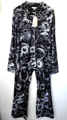 Johnny Was Womans L небесная пижама ~ Pima хлопок модальный черный/белый $198 новый с Ярлыками - Изображение 1 из 4