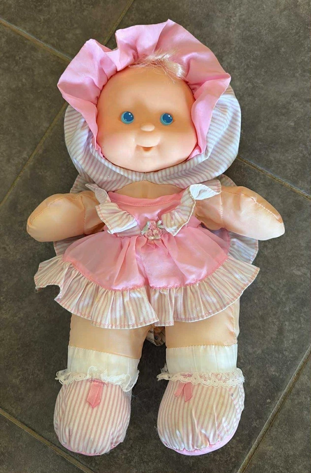 Vintage Puffalump Kids Fisher Price Plush Dress Up Baby Doll Striped Pink 1991 - Image 1 of 3