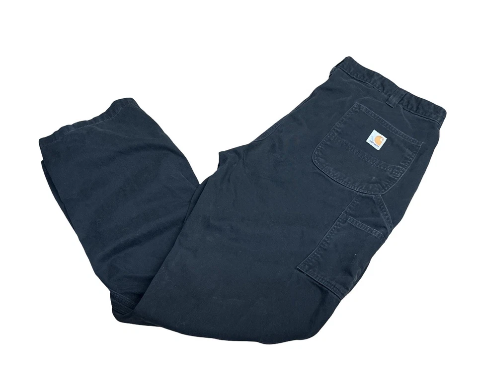 Carhartt B324 Men’s Black Relaxed Fit Twill Men’s Utility Carpenter Pants 42x34 - Image 1 of 4