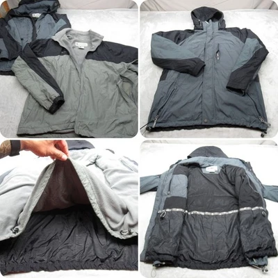 Chaqueta Columbia Hombres XL Negra 3 en 1 Forro Extraíble Impermeable Capucha Invierno Esquí de Nieve Foto 1 de 4