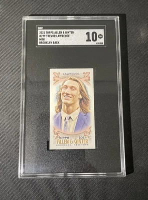 2021 ALLEN & GINTER TREVOR LAWRENCE ROOKIE MINI BROOKLYN BACK SGC 10 Jags Topps - Image 1 of 2