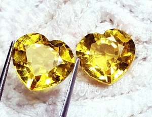 Loose Gemstone Natural Yellow Sapphire 8 to 10 Ct Heart Cut Pair Certified RL138 - Picture 1 of 11