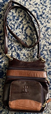 Cartera de cuero Bellerose negra tostada pequeña bandolera ajustable con correa para el hombro Foto 1 de 4