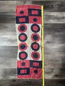 Vintage Japan Red Blue Geometric Scarf Mod Retro Rectangle 42” MCM - Picture 1 of 10
