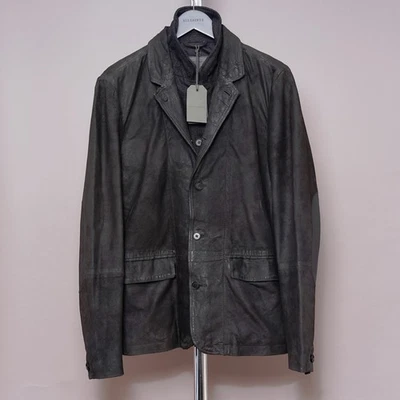 ALL SAINTS Suede Leather Blazer SURVEY Jacket XXL Mens Grey Waxed Celebrity 2XL - Image 1 of 4