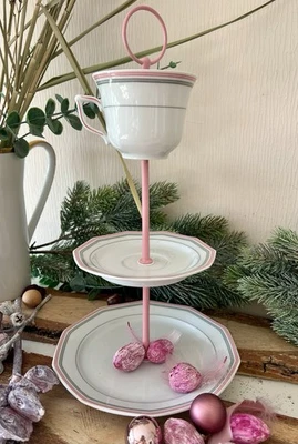 Etagere Porzellan :  Winterling -Marktleuthen, Rosa/grau, Weihnachten - Bild 1 von 4