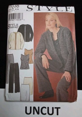 STYLE UNCUT Sewing Pattern 1038 Misses Size 8-18 Knit Jacket Skirt Pants Top FF - Image 1 of 4