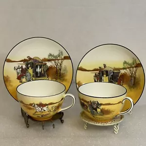 Royal Doulton Coaching Days 2 Cups 2 Saucers Circa 1905 Excellent Condition - Picture 1 of 12