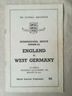 England V West Germany U-23'S Football Programme 27.11.1963