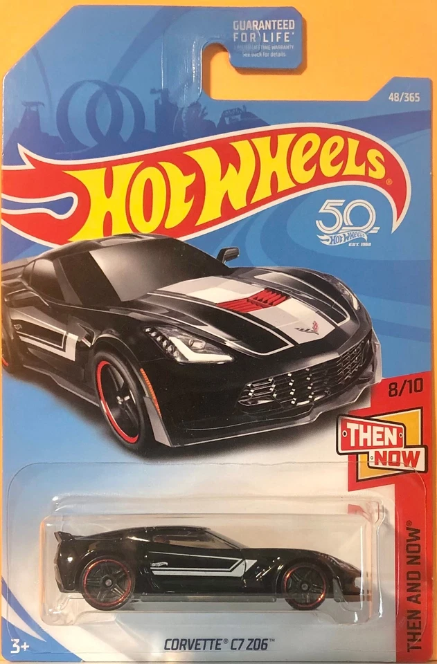 Hot Wheels 2018 Blue Card 50th Anniv Then & Now 048 CORVETTE C7 Z06 Black FJX94 - Image 1 of 1