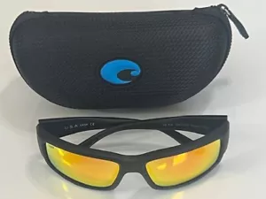 Costa Del Mar Fantail Matte Black/Gold Mirror LENS 580P W/Case Sunglasses- Great - Picture 1 of 11