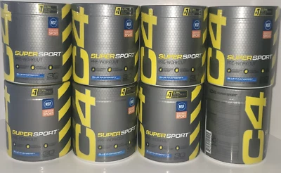 Лот из 8 C-4 Pre-Workout Super Sport Blue Raspberry Exp. 1/2026 в заводской упаковке - Изображение 1 из 2