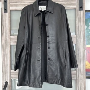 Nine West schwarzer Leder Trenchcoat Etikett Größe XL - Bild 1 von 11