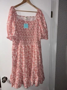 Women’s Fall Hayden Los Angeles Dress Pink & White Size 3XL Boho Cottage NWT - Picture 1 of 4