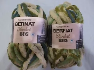 BERNAT BLANKET BIG GREEN SPLASH 2PC OF YARN - NEW - Picture 1 of 8