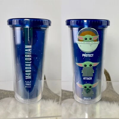 Vaso de viaje Mandalorian BABY YODA Star Wars 20 oz doble pared plata búfalo Foto 1 de 4