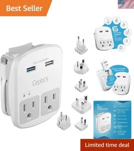 Compact Universal Travel Adapter with 2 USB Ports, QC 3.0 & Global Compatibility - Picture 1 of 12