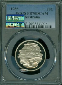 1985 AUSTRALIA 20 CENTS PCGS PR70 UHCam MAC FINEST MAC SPOTLESS * - Picture 1 of 4