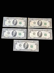 5 Circulate Ten Dollar ($10) Bills - 1969 Series - Picture 1 of 2
