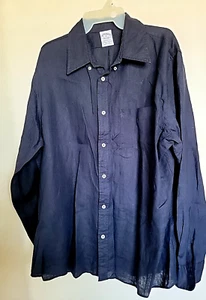 Brooks Brothers Shirt Mens XL Linen Dress Shirt - Navy, Extra Large Regent Fit - Picture 1 of 3