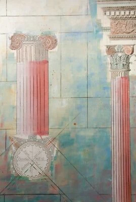 Papel collage Kamy sin título firmado a mano medios mixtos y pintura columnas corintias Foto 1 de 4