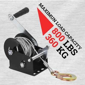 800 lb cabrestante manual resistente, engranaje de pista, con freno, cable de acero manivela manual remolque - Imagen 1 de 5