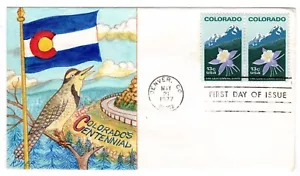 #1711 Colorado Centennial 1977 FDC Ralph Dyer pintado a mano - Imagen 1 de 1