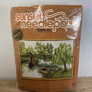 Vtg 1980 Sunset Designs Needlepoint MIRROR LAKE #6809 Kit No Instructions As Is - Photo 1/9