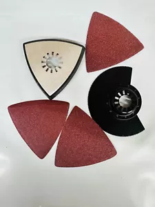 5 STCK. Oszillierendes Schleifen Papier Pad 3er-Körnung & 3-1/2 Zoll Trockenbauklinge aus Holz - Bild 1 von 1