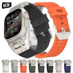 Correa de silicona conector de metal para Apple Watch 9 8 7 6 5 4 SE Ultra 2 49 mm - Imagen 1 de 61