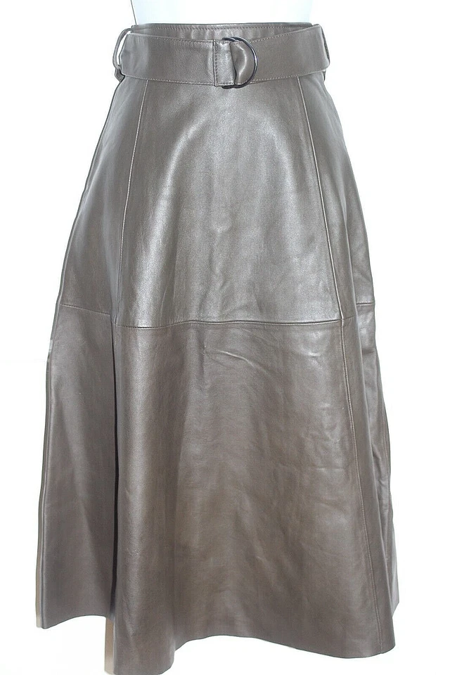 Falda French Connection Lodan de cuero verde acampanada línea A Reino Unido 6. Foto 1 de 4