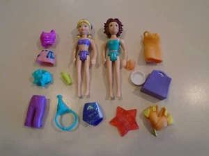 Polly Pocket Lot H ~ Molded Hair Doll x 2 + Clothing Items & Accessories - Picture 1 of 2