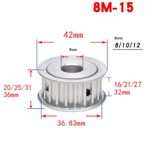 Polea de distribución HTD-8M 15T diámetro de dientes rueda síncrona de 8 mm-12,7 mm para impresora 3D - Imagen 1 de 5