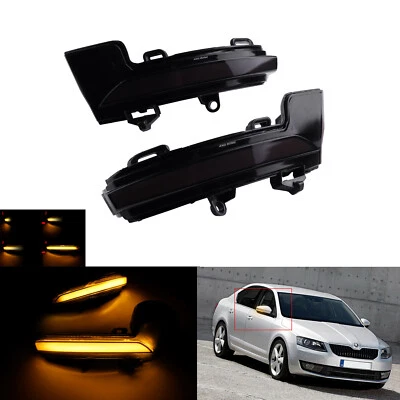 2x LED Spiegel-Blinker Blinker Mit Smoked Schwarz Linse für Skoda Oktavia III 5E - Bild 1 von 4