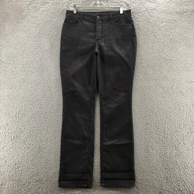 NYDJ Straight Jeans Womens 10 (actual 33x33) Black Cotton Blend Mid Rise Zip Fly - Image 1 of 4