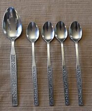 (4) Vtg Stainless Steel Ice Tea Coffee Ice Cream Spoons w/Matching Slotted Spoon