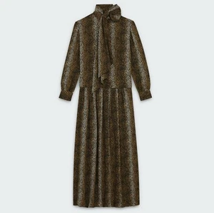 CELINE Lavallière Midi Dress in Leopard Print Size FR 36  /  US 2 - Picture 1 of 6