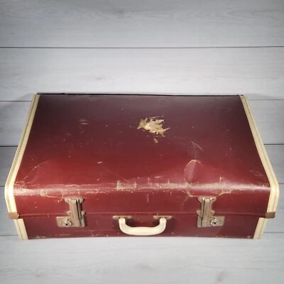 Vintage Suitcase Luggage Brown large 50s 60s Coffee Table Travel Movie Prop - Image 1 of 4