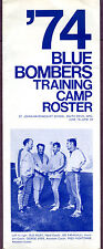 1974 Winnipeg Blue Bombers Training Camp Roster Pamphlet EX jhbx