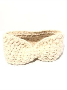 Women’s Hand Knit White Headband Scarf/ Ear Warmer - Loose Knit-Cream/Beige. - Picture 1 of 12