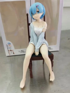 RE Zero Rem Figure PVC Sleepwear Model with Chair Anime 20cm Decoration In Box - Picture 1 of 5