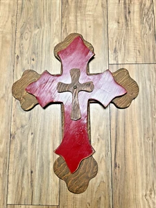 Woodden 3D Cross 25 Inch x 20 Inch - Picture 1 of 4