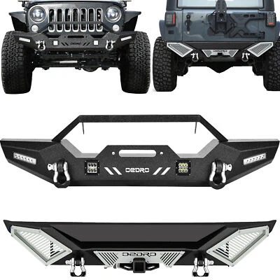 OEDRO Front / Rear Bumper for 2007-2018 Jeep Wrangler JK w/Winch Plate LED Light Foto 1 de 4