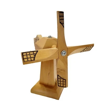 Molino de viento de arte popular holandés madera giratoria 8" de alto hecho a mano Ohio pintado a mano Foto 1 de 4