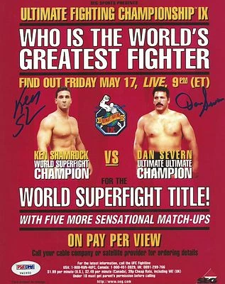 Ken Shamrock & Dan Severn Signed UFC 9 8x10 Photo Poster PSA/DNA COA Autograph - Image 1 of 4