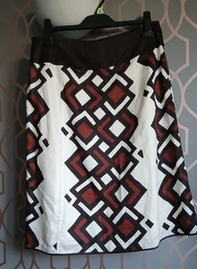 Monsoon Brown Geometric Print Skirt Size 12 - Picture 1 of 5
