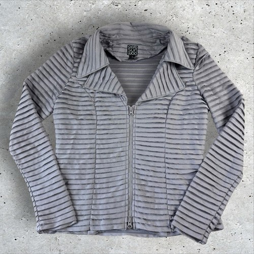 VETEMENTS Clara Sun Woo Giacca Blazer Cappotto Ruffle Pieghe Full Zip Grigio Donna Tg S